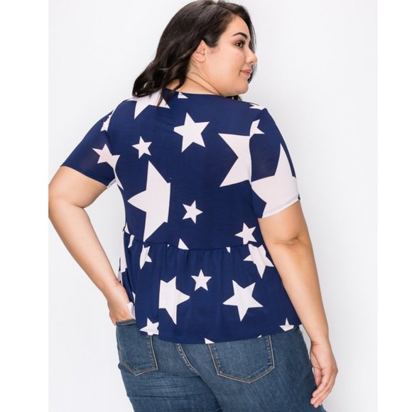 1x-3x Super cute star print hem tunic top - Picture 6 of 9